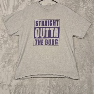 Port and Company Light Gray Tee with Purple Straight Outta The Burg